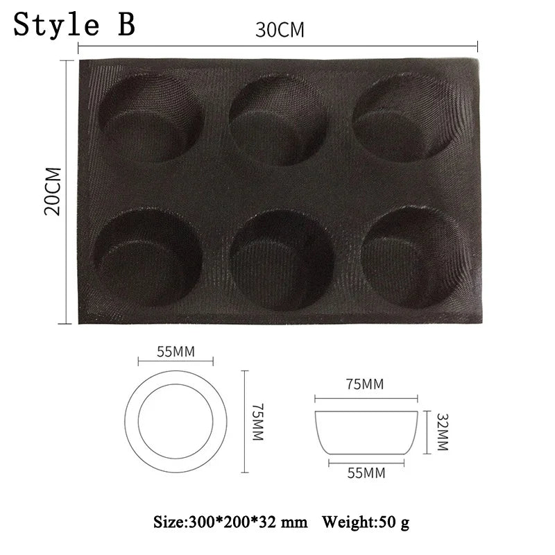 Meibum Round Bread Cookie Pizza Baking Mold Puff Hamburger Black Porous Glass Fiber Silicone Mould Cake Tart Non Stick Pan