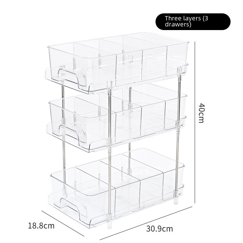 Transparent PET Storage Rack Desktop Cosmetics Storage Box Bathroom Bathroom Kitchen Multi-functional Folding Storage Rack