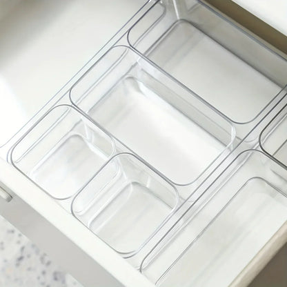 Transparent Plastic Organizer Box for Desk, Jewelry, or Makeup