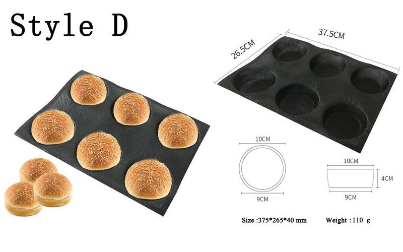 Meibum Round Bread Cookie Pizza Baking Mold Puff Hamburger Black Porous Glass Fiber Silicone Mould Cake Tart Non Stick Pan