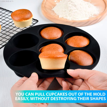 Silicone Cake Mold 7 Hole Air Fryer Liner Pot Accessories Microwave Oven Cupcake Baking Mold Pan