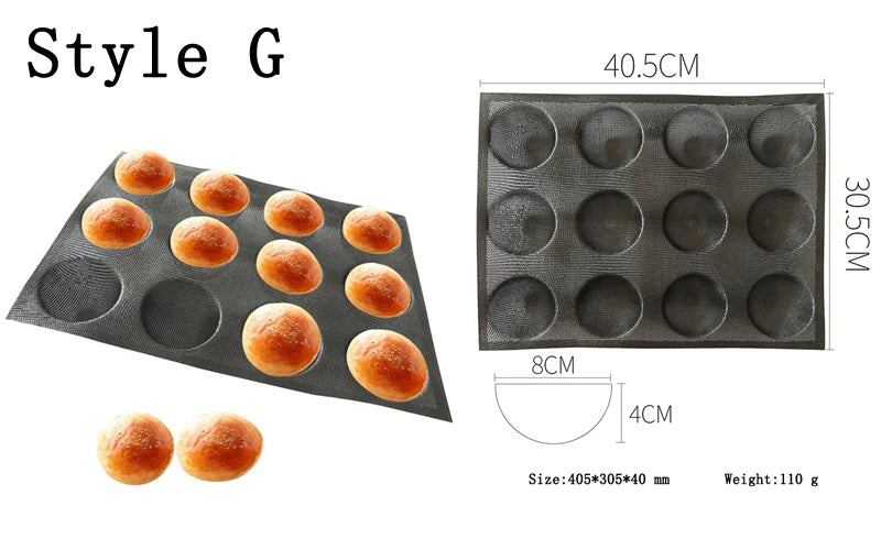 Meibum Round Bread Cookie Pizza Baking Mold Puff Hamburger Black Porous Glass Fiber Silicone Mould Cake Tart Non Stick Pan