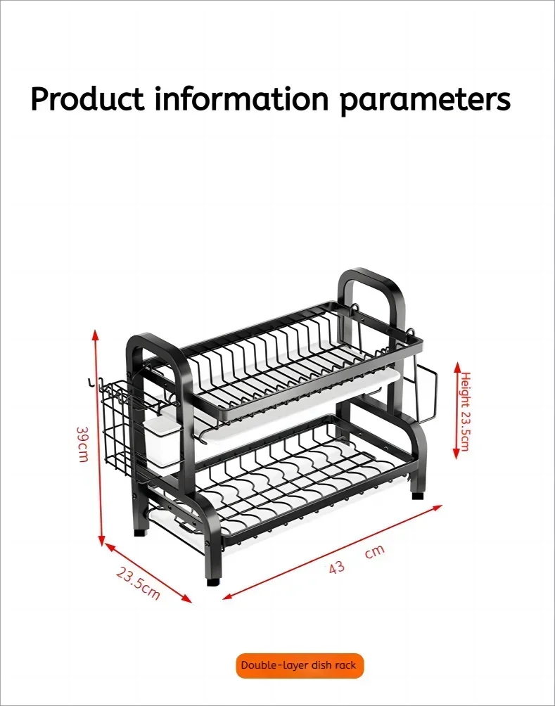 Dish Drying Rack Adjustable Kitchen Plates Organizer with Drainboard Over Sink Countertop Cutlery Storage Holde