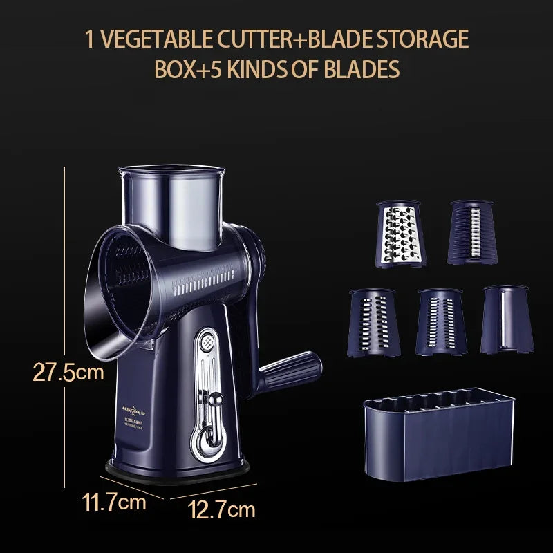 Vegetable Slicer Cutter Manual Drum Grater Multifunction Rotary Cheese Grater Kitchen Veggie Chopper Food Shredder Meat Grinder