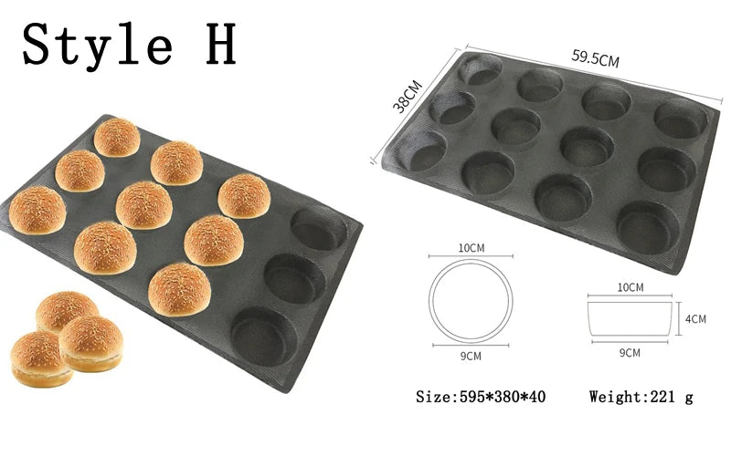 Meibum Round Bread Cookie Pizza Baking Mold Puff Hamburger Black Porous Glass Fiber Silicone Mould Cake Tart Non Stick Pan