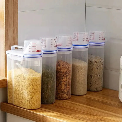 1pc Rice & Grain Storage Canister with Measuring Cup – Moisture & Insect Proof