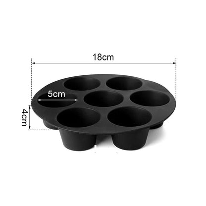 Silicone Cake Mold 7 Hole Air Fryer Liner Pot Accessories Microwave Oven Cupcake Baking Mold Pan