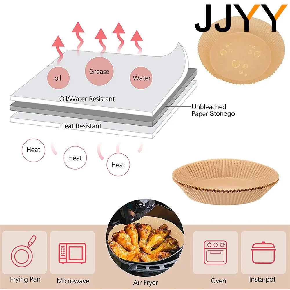 JJYY 20/50/100Pcs Disposable Paper Liner for Air Fryers Parchment Paper for Replacement of Air Fryer Liner