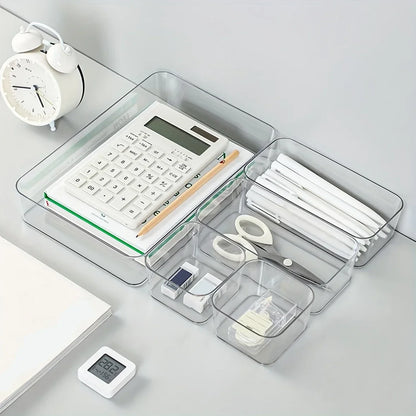 Transparent Plastic Organizer Box for Desk, Jewelry, or Makeup