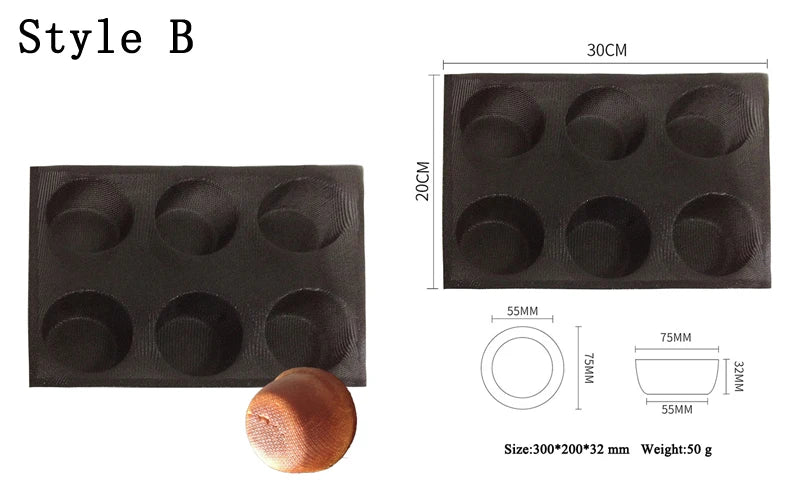 Meibum Round Bread Cookie Pizza Baking Mold Puff Hamburger Black Porous Glass Fiber Silicone Mould Cake Tart Non Stick Pan